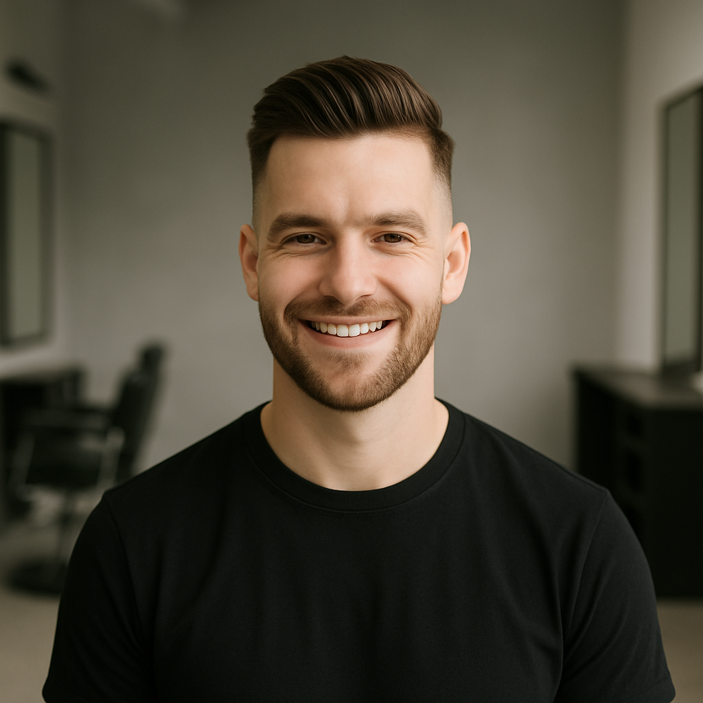 Confident client after haircut